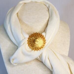 Scarf Clip Gold Tone Filagree Dome
